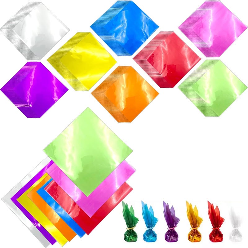 BIODEX 120 PCS Cellophane Sheets, Cello Sheets, Colored Cellophane Wrap for DIY Crafts, Arts, Window Decoration, Lights, Candy Wrapping (7.5x7.5 Inches, Assorted Colors) - Image 1